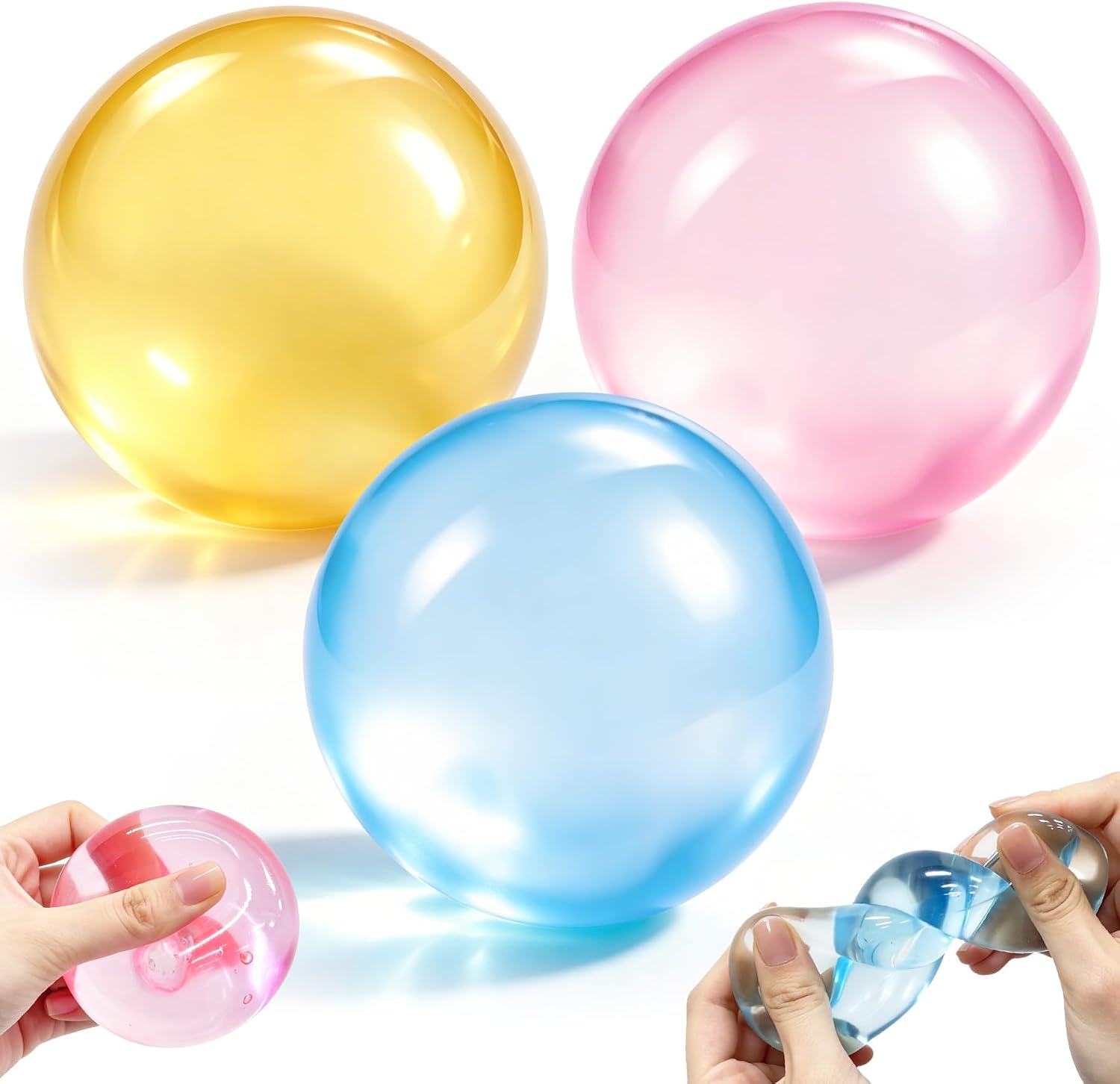 3pc Stress Balls for Adults, Squishy Ball Sensory Textured Memory Gel Fidget Toys for Kids/Adults Hand Exercises, Valentines Day Party Favors Anxiety Relief Squeeze Ball(1.80“) - Image 4