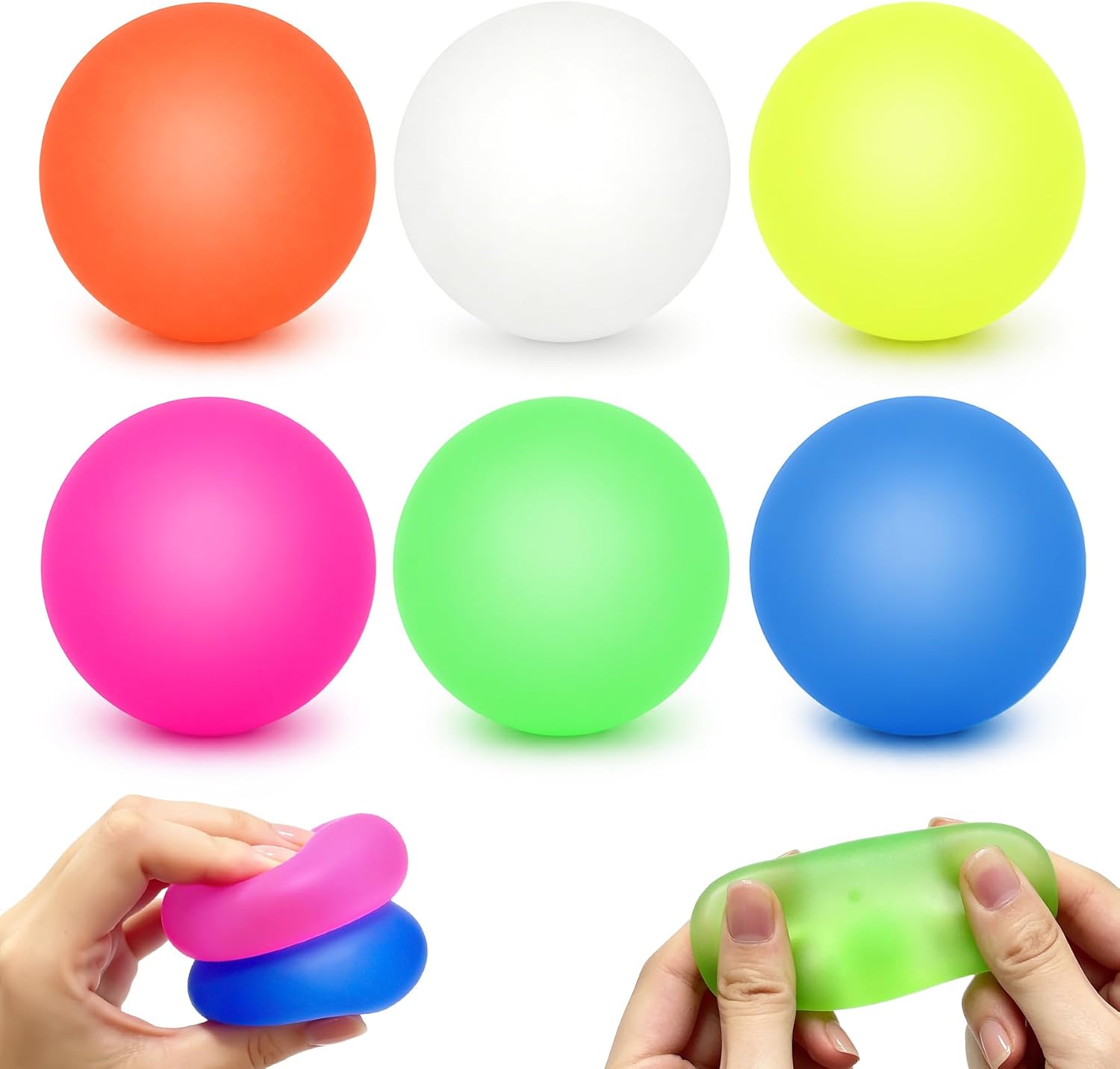 3pc Stress Balls for Adults, Squishy Ball Sensory Textured Memory Gel Fidget Toys for Kids/Adults Hand Exercises, Valentines Day Party Favors Anxiety Relief Squeeze Ball(1.80“)