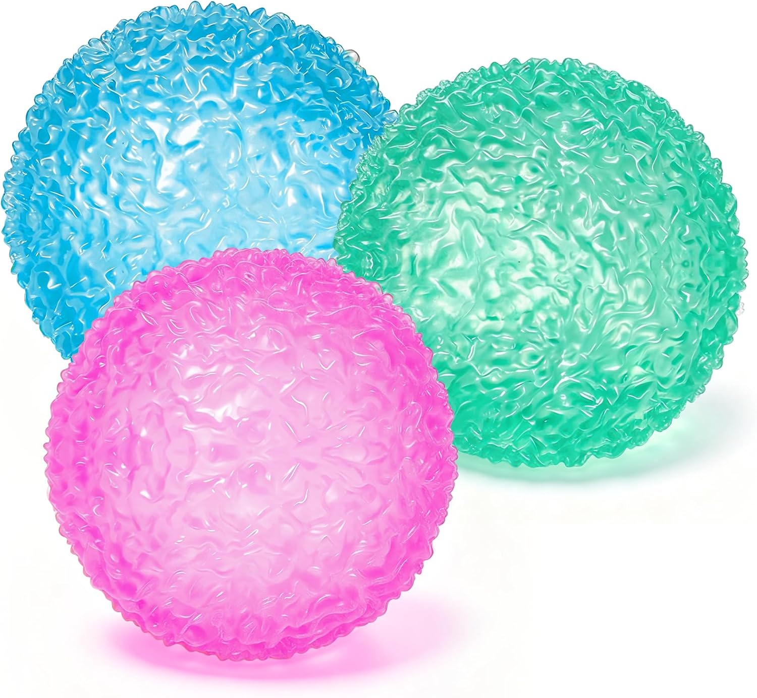 3pc Stress Balls for Adults, Squishy Ball Sensory Textured Memory Gel Fidget Toys for Kids/Adults Hand Exercises, Valentines Day Party Favors Anxiety Relief Squeeze Ball(1.80“) - Image 5